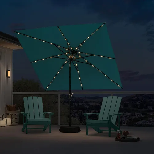 Vista 47 de PURPLE LEAF Sombrilla LED para patio y piscina, 5 x 8 pies, con base para Beige