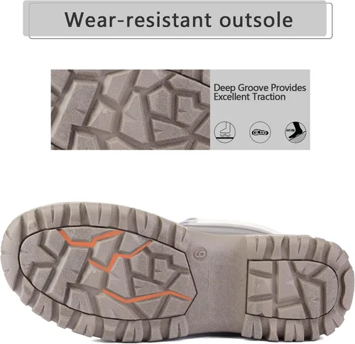 Vista 6 de mysoft Botas de nieve para mujer, aisladas, cálidas, impermeables, con cordones, botas de invierno a media pantorrilla para exteriores