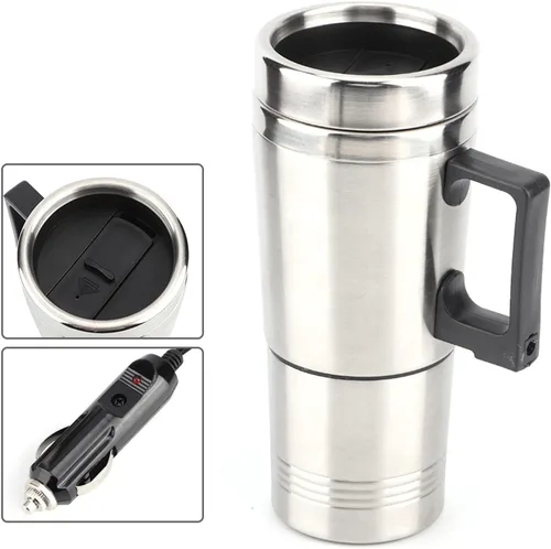 Vista 6 de Hervidor eléctrico portátil para automóvil, 12 V, taza de calefacción eléctrica para café, té, taza de calentamiento de agua, hervidor de viaje