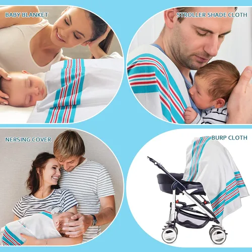 Vista 6 de Remerry 8 mantas de recepción, 30 x 40 pulgadas, mantas de hospital 100% franela de algodón, suaves y cálidas, para envolver unisex, para niñas