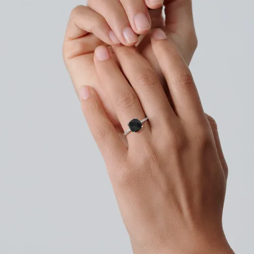 Vista 5 de Gem Stone King Anillo de compromiso de plata de ley 925 con piedra preciosa de corte cojín de 0.315 in Anillo de compromiso de aniversario de boda