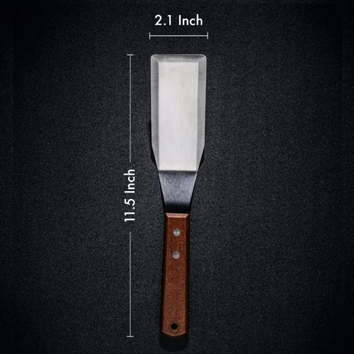 Vista 3 de MANNKITCHEN Espátula de acero inoxidable de grado profesional perfecta para sartenes de hierro fundido y parrillas planas (MK21680S)