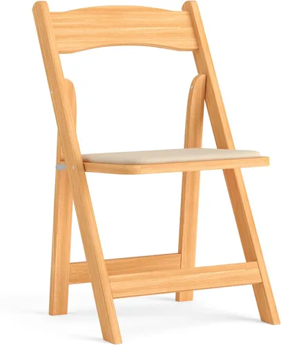Vista 19 de HERCULES™ silla plegable de madera blanca, con asiento acolchado, Vidrio, Negro