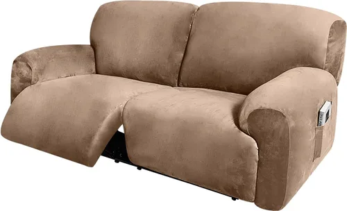 Vista 17 de ULTICOR Funda para sofá biplaza reclinable, extra ancha de 70 a 92 pulgadas, fundas de sofá reclinable elásticas de terciopelo de 6 piezas, funda