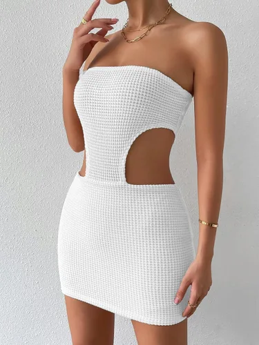 Vista 4 de SHENHE Mini vestido de ganchillo para mujer, vestido ajustado sin mangas, tubo ajustado Y2K, vestido de fiesta y club