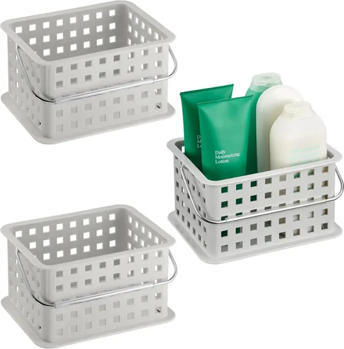 Vista 18 de iDesign - Organizador de ducha pequeño con asa, organizador de ducha portátil para dormitorio o baño, paquete de 3, color rosa