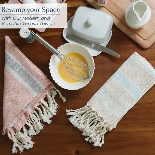 Vista 4 de The Fine Living Co. - Juego de 2 toallas de mano turcas, 100% algodón, toallas de mano decorativas para cocina y baño, para baño, invitados, cara