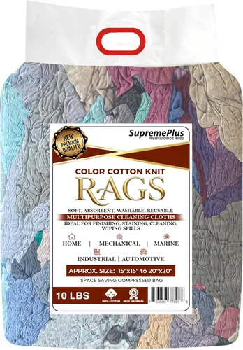 Vista 2 de Trapos de limpieza de punto de color premium – Compra trapos a granel para talleres, mecánicos, pintores y uso doméstico, trapos de algodón
