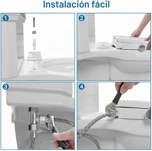 Vista 5 de Asiento de inodoro de bidé para inodoro redondo, asiento de bidé de polipropileno no eléctrico con lavado con agua fría con boquilla autolimpiante