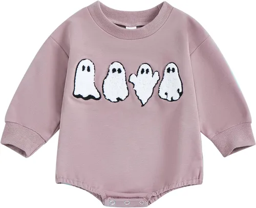 Vista 12 de Thorn Tree Sudadera de manga larga de Halloween para bebé, niño, niña, suéter de gran tamaño, cuello redondo, ropa de otoño e invierno Marrón 4