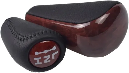 Vista 7 de Cuero automático con perilla de palanca de cambios de madera para Toyota Prado 120 2003 2004 2005 2006 2007 2008 2009 (1 pieza de nogal)
