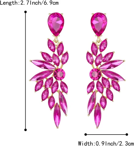 Vista 5 de BriLove Pendientes colgantes de cristal para mujer, diseño de lágrima de cristal para boda