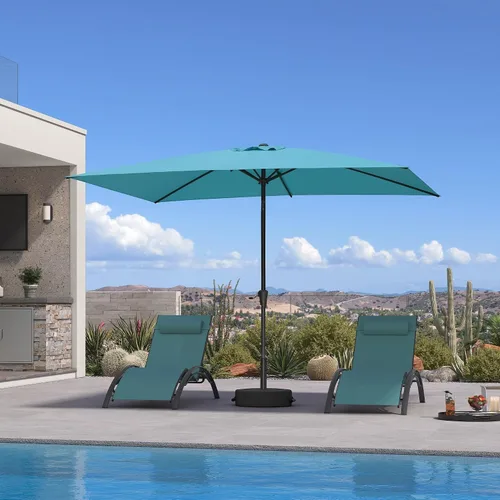 Vista 27 de PURPLE LEAF Sombrilla LED para patio y piscina, 5 x 8 pies, con base para Beige