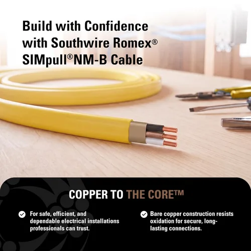 Vista 5 de Southwire Romex SIMpull 7.6 m 12/2 Sólido CU NM-B C/T Alambre, 28828221