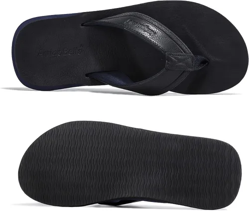 Vista 3 de AX BOXING - Chancletas de cuero para hombre, sandalias tipo pata de gallo, casuales y cómodas