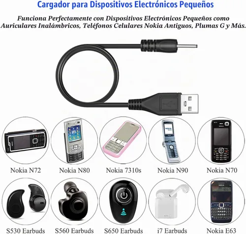 Vista 4 de PChero Cable de carga USB a CC de 0.1 in para Mini S530 Auriculares Negro - 1 pieza