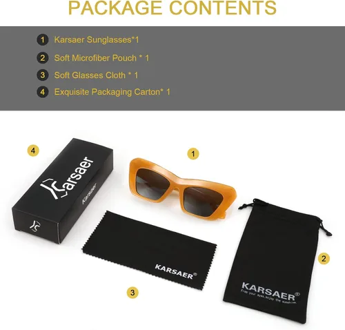 Vista 5 de Karsaer Vision Retro Vintage Cateye - Gafas de sol cuadradas con marco de plástico