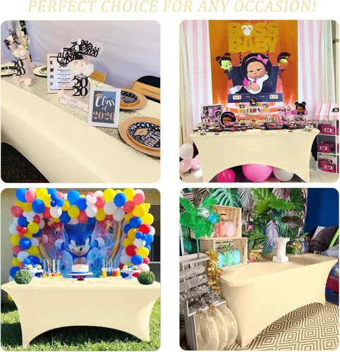 Vista 6 de Fivenl Cubierta de Mesa Mantel de Spandex de 6 Pies para Mesas Plegables Cubierta de Mesa Rectangular Ajustada Lavable Resistente a las Arrugas