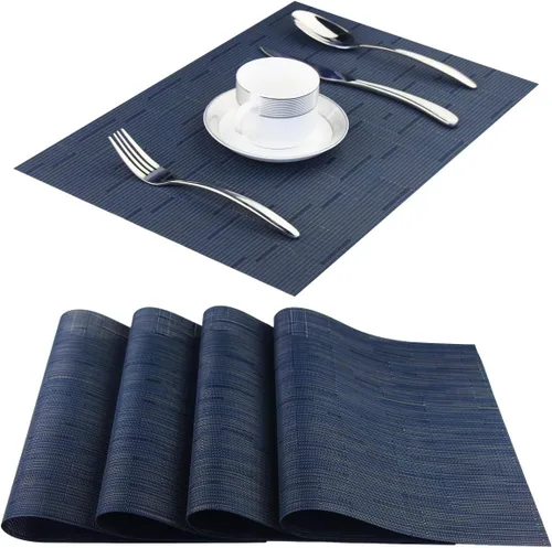 Vista 70 de Manteles individuales de vinilo resistentes al calor, lavables, fáciles de limpiar, manteles individuales de plástico para cocina, mesa de comedor