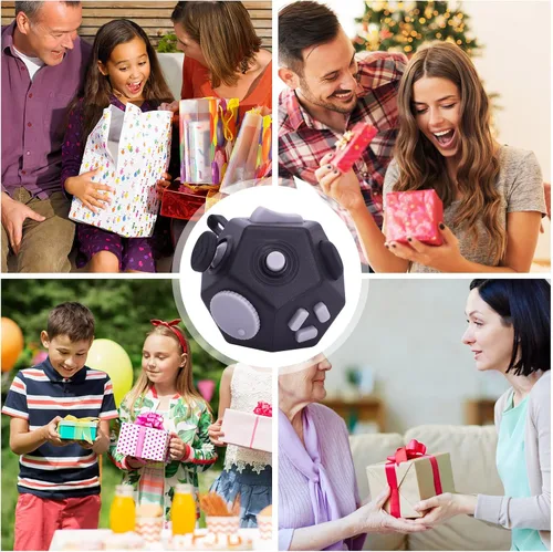 Vista 6 de UOOEFUN Mini Cubo de Juguetes Fidget, Cubo de Juguetes de 12 Lados para Aliviar el Estrés, Ansiedad, Depresión, Autismo para Niños y Adultos, Mejora