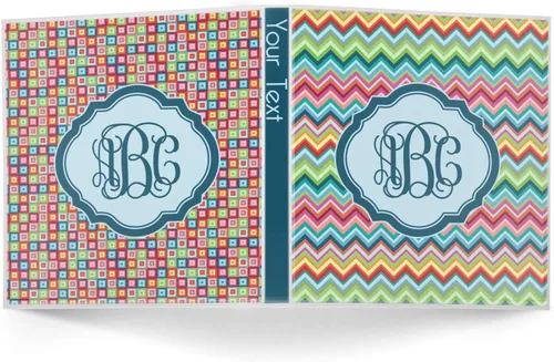 Vista 2 de Carpeta personalizada de 3 anillas con monograma de cheurón retro - 1 pulgada