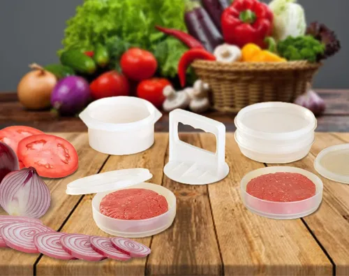 Vista 2 de CTD Store set de 10 unidades: prensa para hamburguesas y recipientes para congelador.