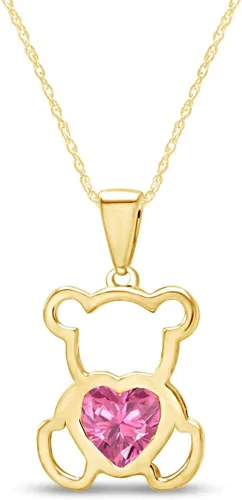 Vista 19 de Collar con colgante de oso de peluche con piedra natal para mujer Simulated Alexandrite