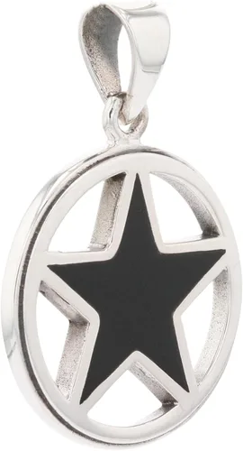 Vista 2 de Jewelry Trends Pentáculo Estrella Pentagrama Colgante de plata de ley creado Ónix Negro, Plata esterlina, ónix sintético