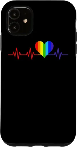 Vista 8 de Gay EKG Pulse Heartbeat Pride Flag y Queer LGBTQ Rainbow Case para iPhone 17