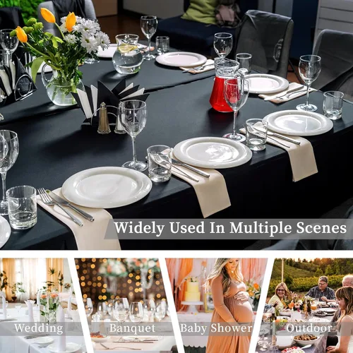 Vista 6 de Fixwal Paquete de 6 Cubiertas de Mesa, Mantel de Spandex Ajustado Rectangular de 6 Pies Resistente Elástico Cubierta de Mesa Rectangular para Patio