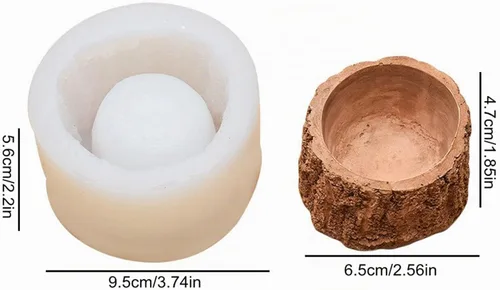 Vista 2 de Molde de silicona para tocón de árbol, maceta suculenta de hormigón, resina epoxi, molde de cemento de arcilla, soporte para velas, caja