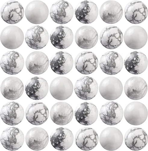 Vista 20 de 100 piezas de cuentas de piedra natural de 6 mm, turquesa africana redonda, cuentas sueltas de gema con cordón elástico para hacer pulseras