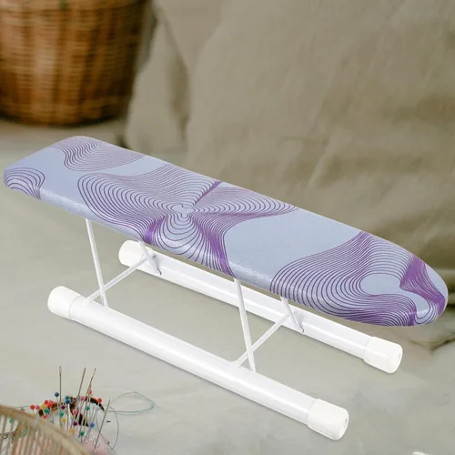 Vista 5 de Tabla de planchar pequeña de mesa con cubierta resistente al calor, alfombrilla de planchar portátil para mangas y ropa, compacta y ligera