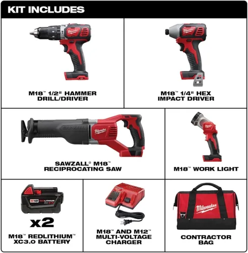 Vista 2 de Milwaukee 2696-24 M18 Kit de herramientas combinadas compactas inalámbricas