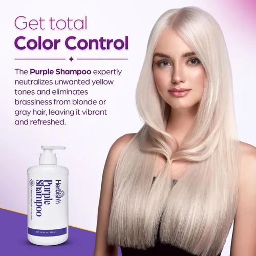 Vista 7 de Herbishh Champú morado para cabello rubio, cobrizo y plateado 16.9 fl oz