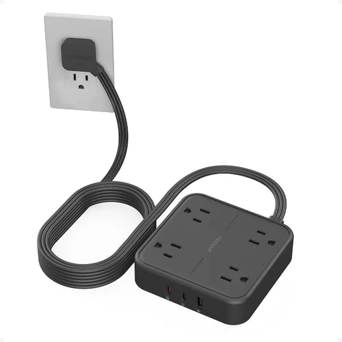 Vista 21 de TESSAN Cable de extensión plano protector de sobretensiones de 1 pie