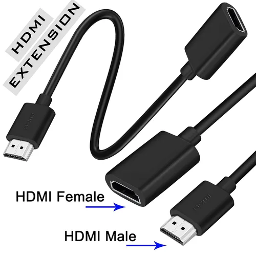 Vista 4 de SaiTech IT Paquete de 2 cables de extensión HDMI macho a hembra de 19 pines, compatible con 4K 1080P, extensor HDMI, convertidor compatible con TV