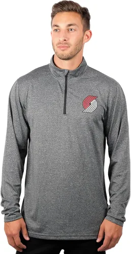 Vista 66 de Ultra Game Camiseta oficial de la NBA de manga larga con cremallera corta para hombre Gris Caliente Carbón