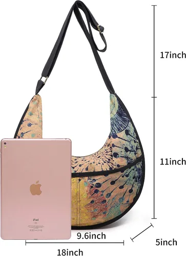 Vista 4 de OPQRSTU Bolso bandolera de lona para mujer, estilo hippie y grande