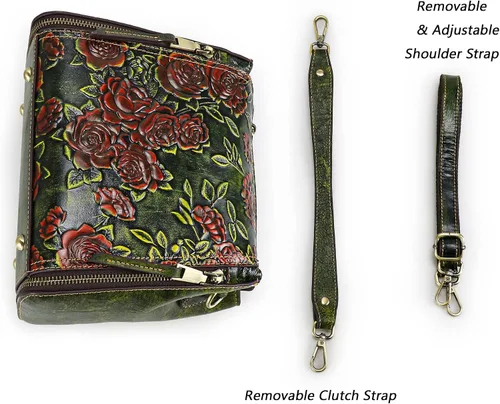 Vista 6 de LETEULO Bolso cruzado para mujer, bolso de mano de cuero con asa superior, estilo vintage