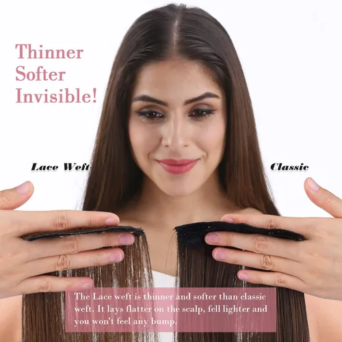 Vista 4 de REECHO Extensiones de cabello con pinzas, extensiones de cabello grueso y largo, extensiones de cabello sintético ligero para mujer, 24 pulgadas a