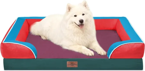Vista 89 de Comfort Expression - Cama ortopédica para perros medianos, 28 x 19 pulgadas, cama impermeable y de apoyo de espuma con cojines removibles, sofá