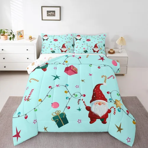 Vista 23 de Erosebridal Juego de edredón de Feliz Navidad, tamaño individual, divertido edredón de Papá Noel para niños y niñas, edredón de plumón de pingüino