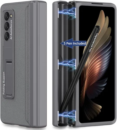 Vista 9 de Miimall Funda para Galaxy Z Fold 2 con soporte, bisagra magnética, protección de parachoques de policarbonato duro, color negro