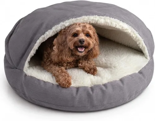 Vista 20 de Snoozer Cama de lujo de microsuede acogedora estilo cueva para mascotas, pequeña, antracita