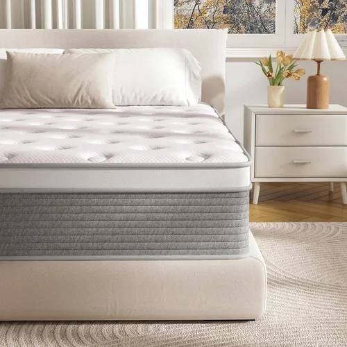 Vista 8 de Colchón híbrido doble de 12 pulgadas, espuma viscoelástica de gel y Gris