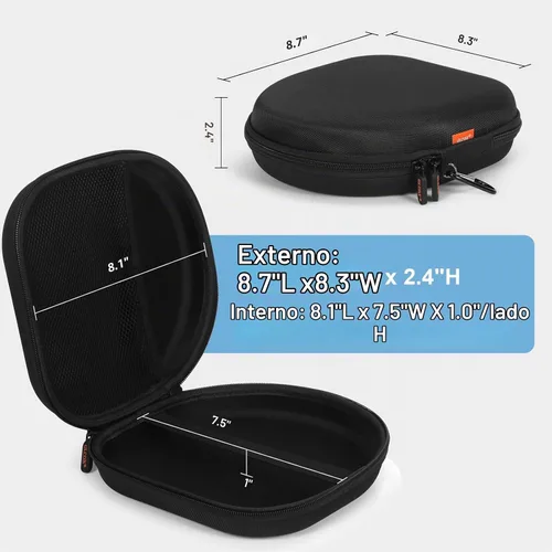 Vista 3 de Hard Shell Headphone Case, Durable Zipper Travel Carrying Pouch Bag Negro