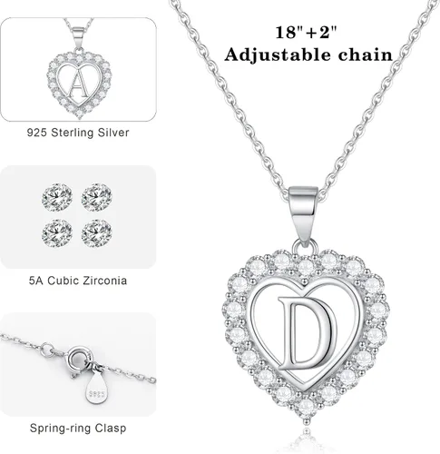 Vista 2 de Infinity Heart Necklaces for Women, S925 Sterling Silver Initial Necklace Womens Jewelry Mothers Day Gifts Girls Valentines Gifts for Her Christmas