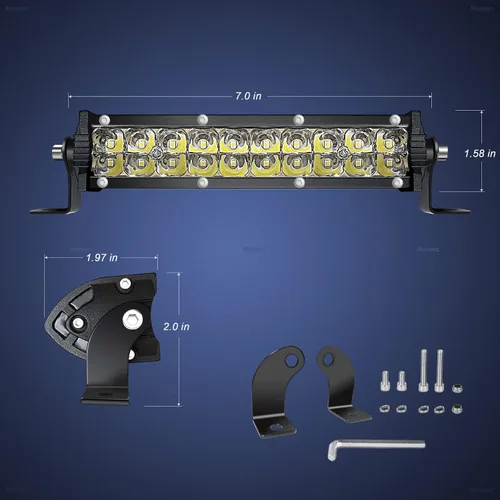 Vista 2 de Barras de Luz LED Pods de Doble Fila de 7 Pulgadas - Combo Delgado de Luz LED Spot Flood para Conducción Todoterreno, Luces Antiniebla LED Luces