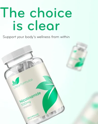 Vista 7 de Vitamina B3 Nicotinamida 500 mg – Forma de alta absorción de vitamina B3 Niacina sin enjuague para oír la piel, cerebro y apoyo energético